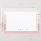 Aangepaste Blush Lavender Striped Stationery (Voorkant / Achterkant)