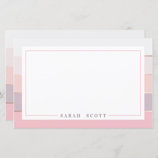 Aangepaste Blush Lavender Striped Stationery (Voorkant / Achterkant)