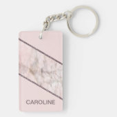 Aangepaste Blush Mauve Roze Glitter Stripes Patroo Sleutelhanger (achterkant)