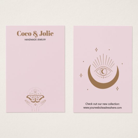 Aangepaste Blush Pink Boho Logo oorring Display Ka Visitekaartje (Voorkant /achterkant)