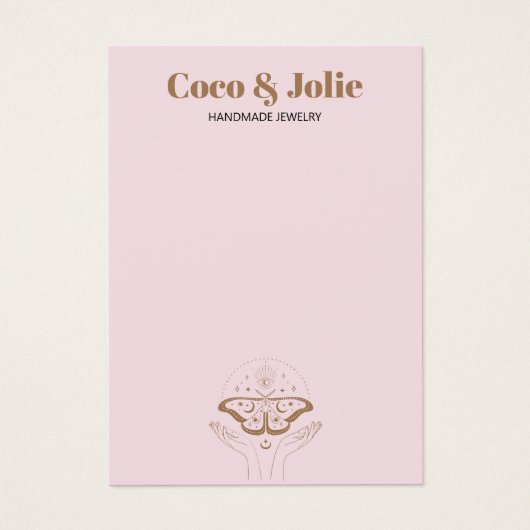 Aangepaste Blush Pink Boho Logo oorring Display Ka Visitekaartje (Voorkant)
