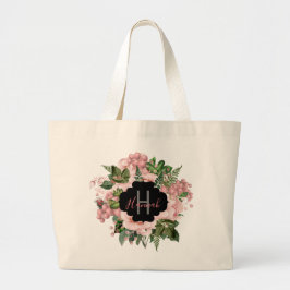 Aangepaste Blush Pink Floral Bouquet Grote Tote Bag