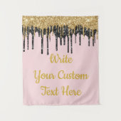 Aangepaste Blush Pink Gold Glitter Birthday Backdr Wandkleed (Voorkant)