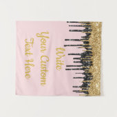 Aangepaste Blush Pink Gold Glitter Birthday Backdr Wandkleed (Voorkant (horizontaal))