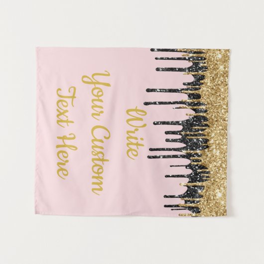 Aangepaste Blush Pink Gold Glitter Birthday Backdr Wandkleed (Voorkant (horizontaal))