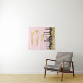 Aangepaste Blush Pink Gold Glitter Birthday Backdr Wandkleed (In Situ (horizontaal))