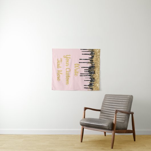 Aangepaste Blush Pink Gold Glitter Birthday Backdr Wandkleed (In Situ (horizontaal))