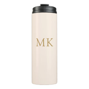 Aangepaste Blush Pink Gold Monogram reis Thermosbeker