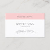 Aangepaste Blush Pink White Modern Elegant Sjabloo Visitekaartje (Voorkant)
