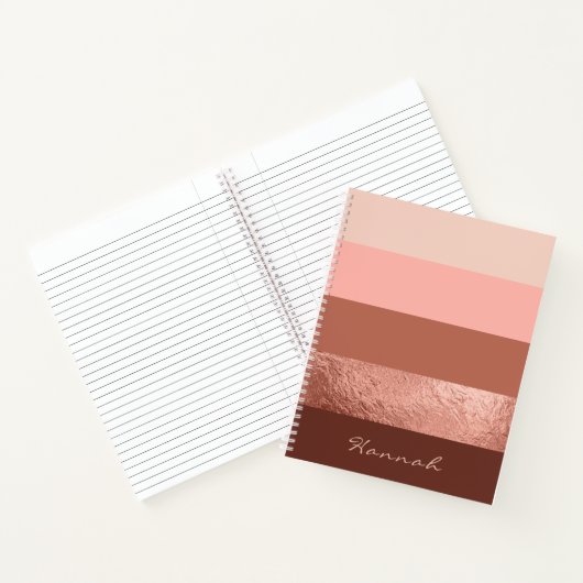 Aangepaste Blush Roos Gold Wide Chic Stripes Notitieboek (Binnen)