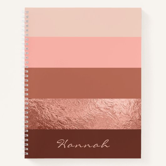 Aangepaste Blush Roos Gold Wide Chic Stripes Notitieboek (Voorkant)