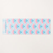 Aangepaste Blush Roze Aqua Blue Wave cirkels patro Yogamat (Voorkant (horizontaal))