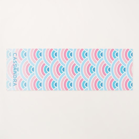 Aangepaste Blush Roze Aqua Blue Wave cirkels patro Yogamat (Voorkant (horizontaal))
