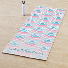 Aangepaste Blush Roze Aqua Blue Wave cirkels patro Yogamat