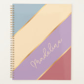 Aangepaste Blush Roze Blauw Violet Gouden Strepen  Planner (Voorkant)