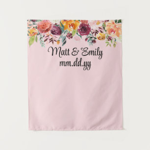 Aangepaste Blush Roze bruiloft Receptie Photo Boot Wandkleed