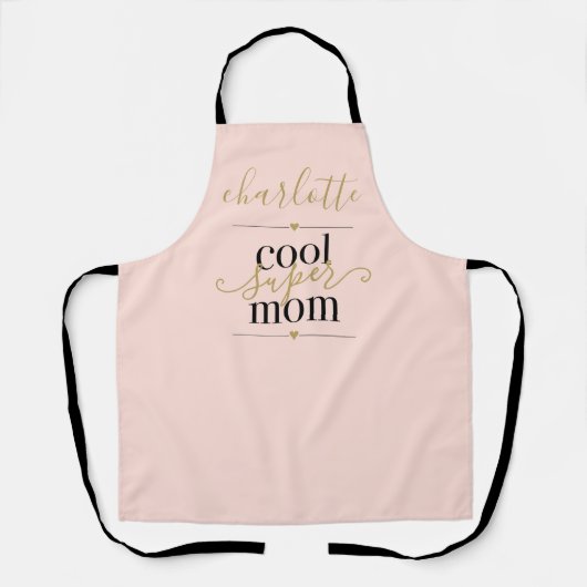 Aangepaste Blush roze en Gold Cool Super Mam Schort (Voorkant)