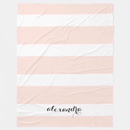 Aangepaste Blush roze en witte strepen Fleece Deken (Voorkant)