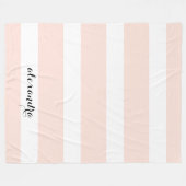 Aangepaste Blush roze en witte strepen Fleece Deken (Voorkant (Horizontaal))