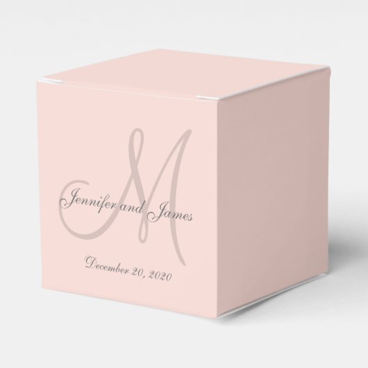 Aangepaste Blush Roze Gekleurde Monogram Favor Box Bedankdoosjes (Voorkant Zijde)