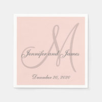 Aangepaste Blush Roze Gekleurde Monogram Papieren 