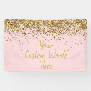 Aangepaste Blush Roze Gouden Verjaardagsfeestje Fo Spandoek