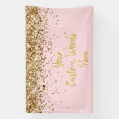 Aangepaste Blush Roze Gouden Verjaardagsfeestje Fo Spandoek (Verticaal)