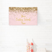 Aangepaste Blush Roze Gouden Verjaardagsfeestje Fo Spandoek (Insitu)