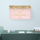 Aangepaste Blush Roze Gouden Verjaardagsfeestje Fo Spandoek (Beurs)