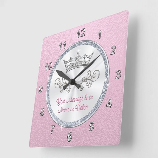 Aangepaste Blush roze klok met tiara (Hoek)