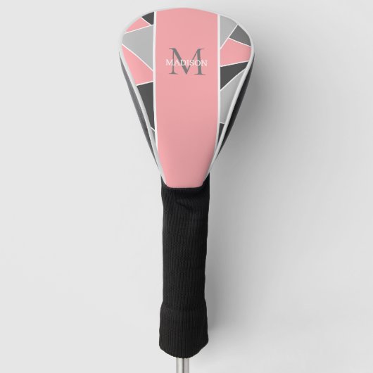Aangepaste Blush roze moderne monogram naam Golfheadcover (Voorkant)