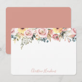 Aangepaste Blush roze moderne Waterverf Notitiekaartje (Voorkant / Achterkant)