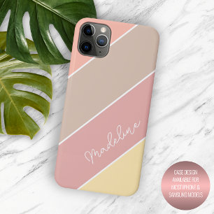 Aangepaste Blush Roze Peach Oranje gele strepen Case-Mate iPhone Case