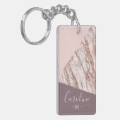 Aangepaste Blush Roze Rose Goud Gemarmerd Kunstpat Sleutelhanger (Voorkant Links)