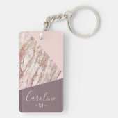 Aangepaste Blush Roze Rose Goud Gemarmerd Kunstpat Sleutelhanger (achterkant)
