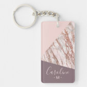 Aangepaste Blush Roze Rose Goud Gemarmerd Kunstpat Sleutelhanger (Voorkant)