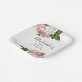 Aangepaste Blush roze Waterverf Floral Birthday Papieren Bordje (Gebogen)