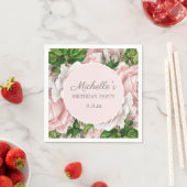 Aangepaste Blush roze Waterverf Floral Birthday Servet (Insitu)