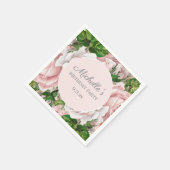 Aangepaste Blush roze Waterverf Floral Birthday Servet (Hoek)