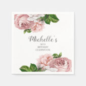 Aangepaste Blush roze Waterverf Floral Birthday Servet (Voorkant)