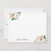 Aangepaste Blush roze Waterverf Floral Notitiekaartje (Voorkant)