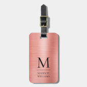 Aangepaste Blush Zalmroze Goud Glitter Textuur Bagagelabel (Voorkant verticaal)