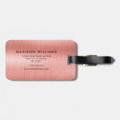 Aangepaste Blush Zalmroze Goud Glitter Textuur Bagagelabel (Achterkant horizontaal)