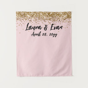 Aangepaste Blush Zwart & Goud Wedding Photo Booth  Wandkleed