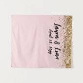 Aangepaste Blush Zwart & Goud Wedding Photo Booth  Wandkleed (Voorkant (horizontaal))