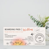 Aangepaste Boarding Pass Tropical Sunset Bruiloft Kaart (Staand voorkant)