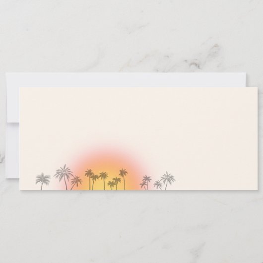 Aangepaste Boarding Pass Tropical Sunset Bruiloft Kaart (Achterkant)
