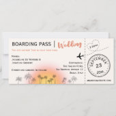 Aangepaste Boarding Pass Tropical Sunset Bruiloft Kaart (Voorkant)