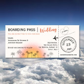 Aangepaste Boarding Pass Tropical Sunset Bruiloft Kaart