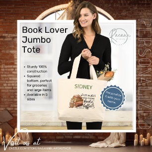 Aangepaste Boekenliefhebber Jumbo Tote Grote Tote Bag